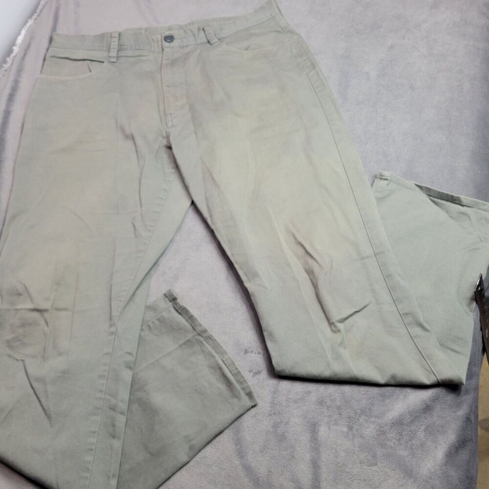 Perry Ellis Mens Khaki Chino Pants Size 33x32 Cotton &‎ Spandex Blend